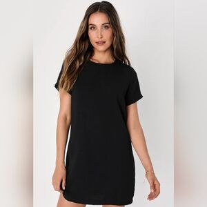 Lulus Shift and Shout Black Shift Dress‎ Black Womens Size Small